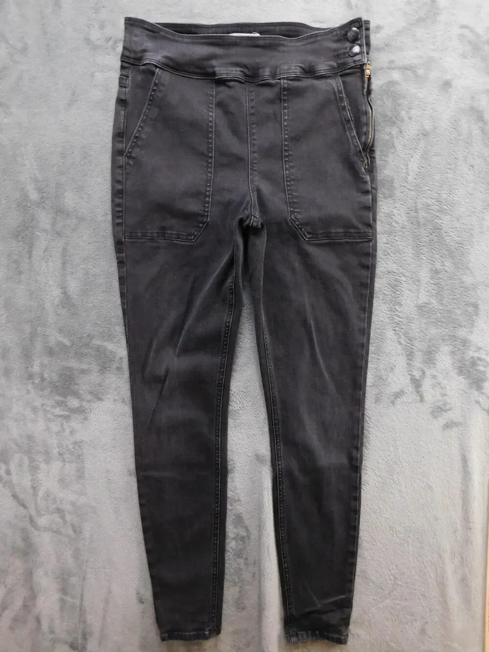 FRAME Jeans Womens 28 Black Skinny High Rise Stretch Dark Denim Zip Button
